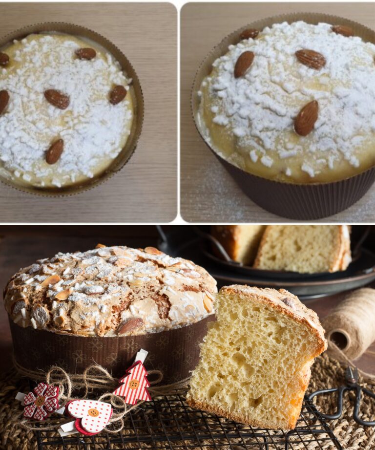 Panettone con crosta di zucchero e mandorle