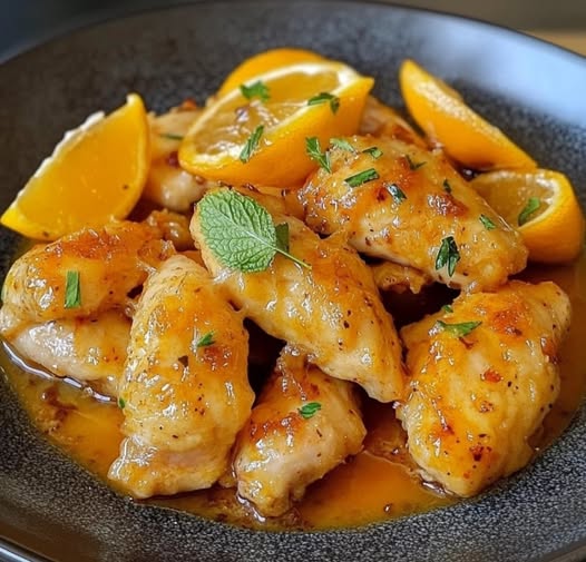 Straccetti di Pollo all'Arancia con Vino Bianco