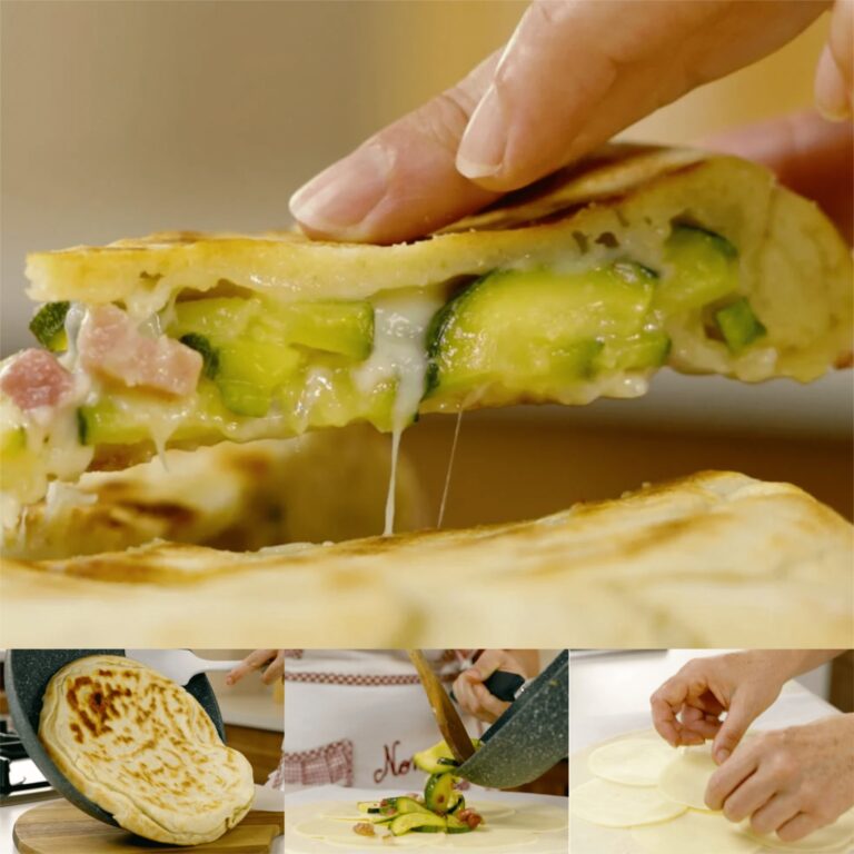 Focaccia la tigaie cu dovlecei si bacon