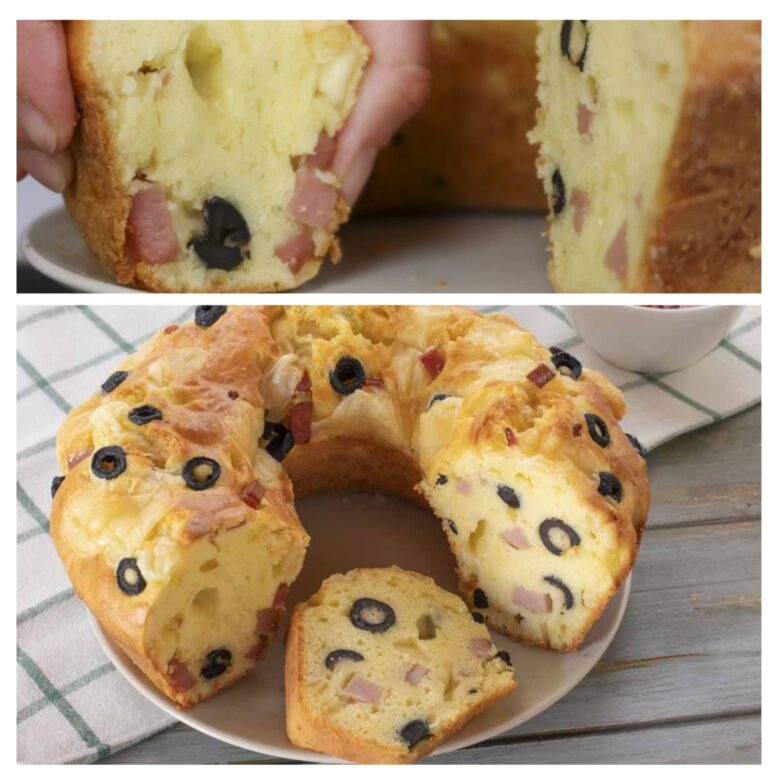 Ciambella salata soffice provola, prosciutto e olive