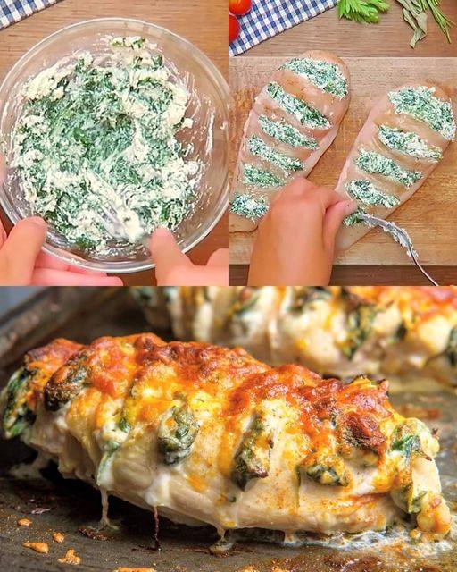 Pollo Hasselback con spinaci e ricotta: riso eccezionale e gustosa!