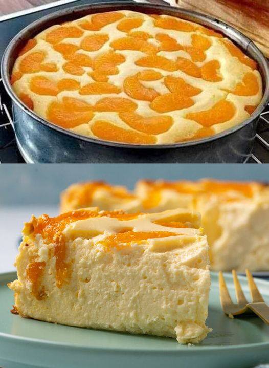 Torta di quark con 2 lattine di mandarini mescolati insieme in 3 minuti