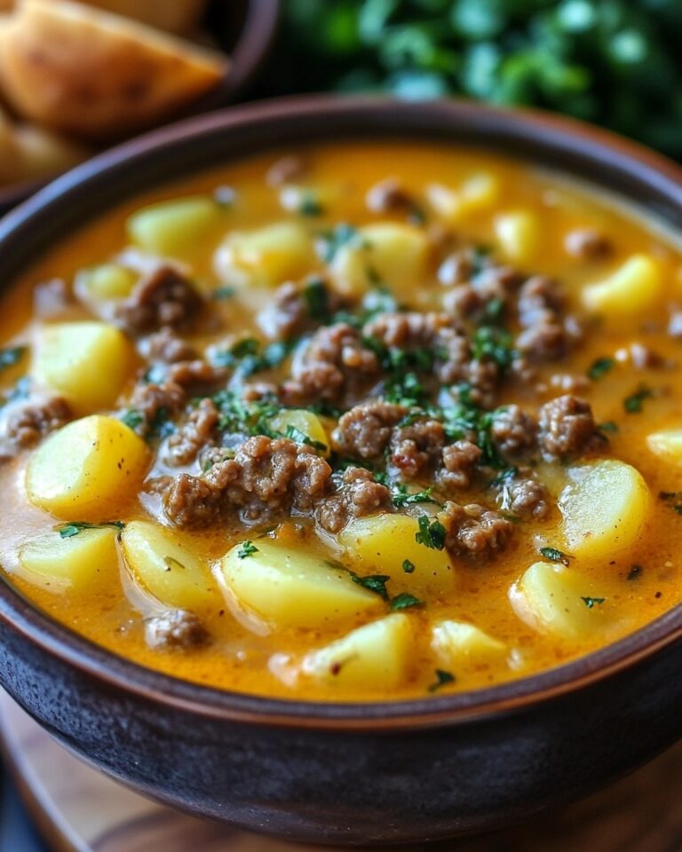 Zuppa di Patate con Hamburger e Formaggio