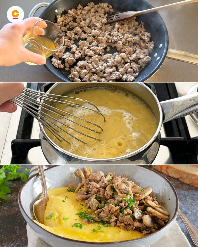 Polenta funghi e salsiccia