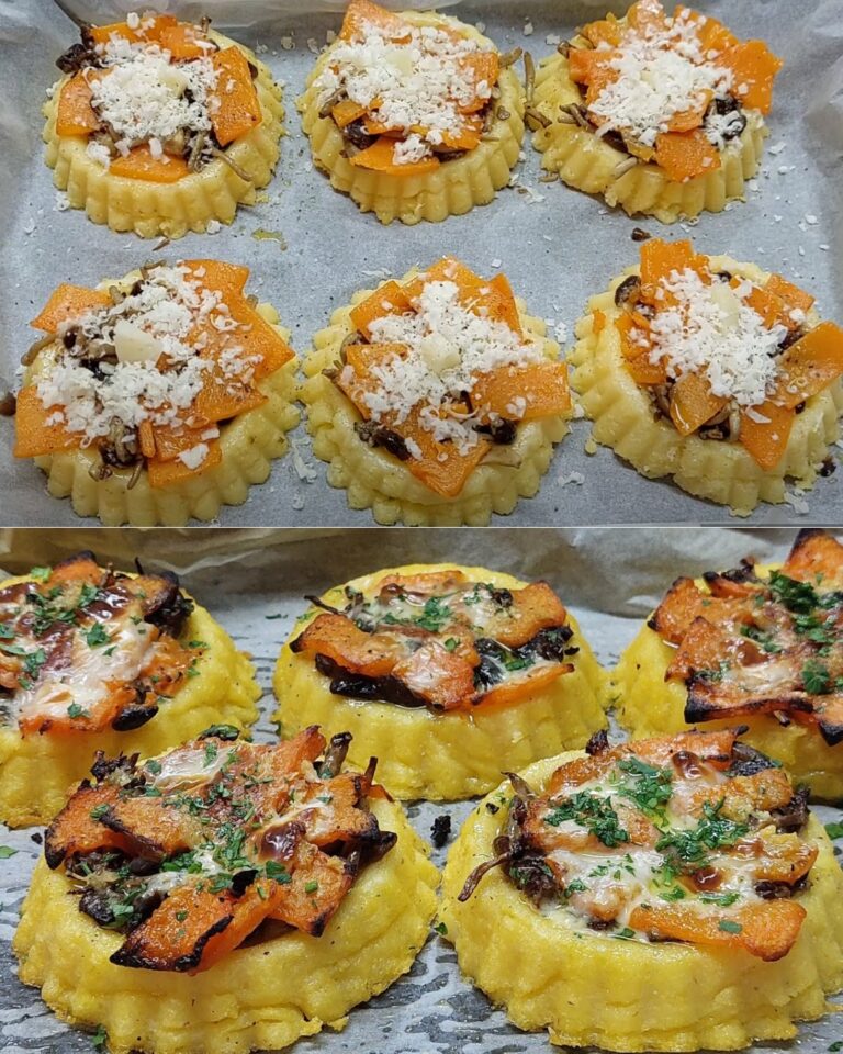 Crostatine di polenta, zucca e funghi: la ricetta buona, semplice e squisita