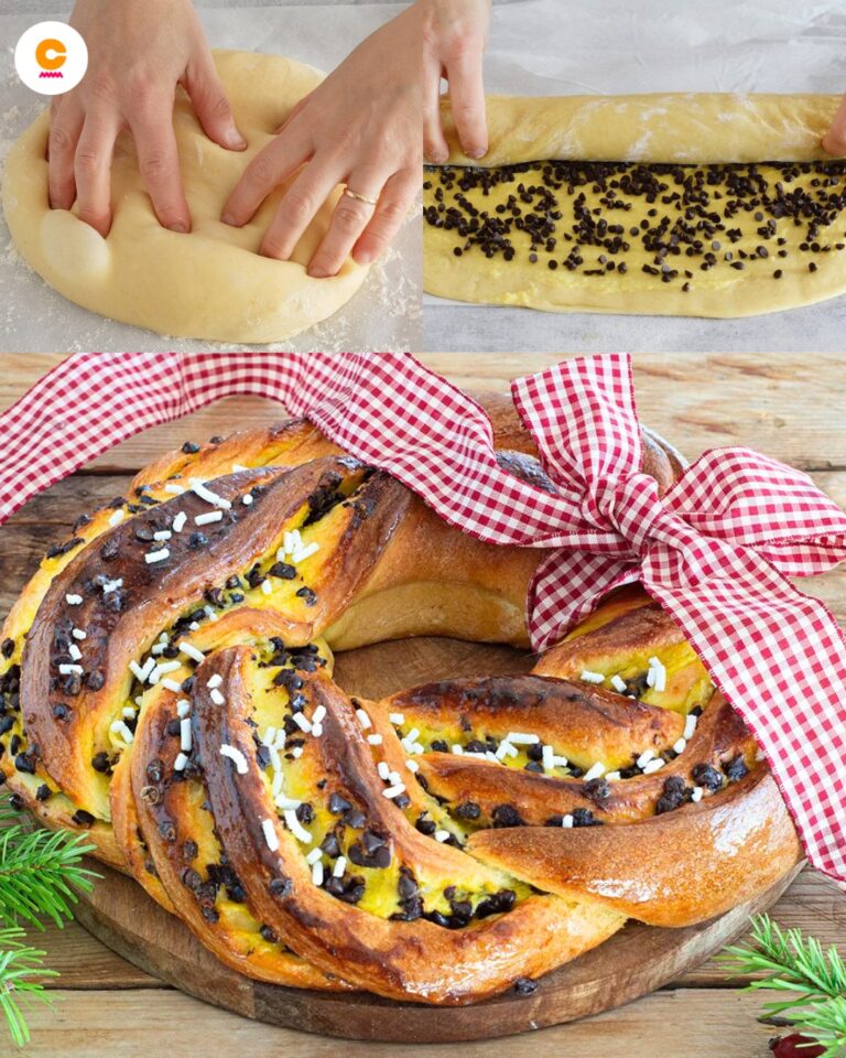 Ghirlanda dolce di Natale: la ricetta del dolce con crema e gocce di cioccolato