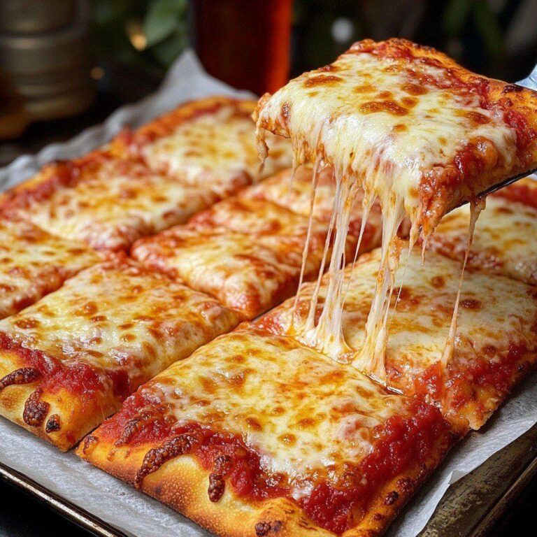 Pizza al formaggio con crosta spessa (quadrata, in stile teglia)