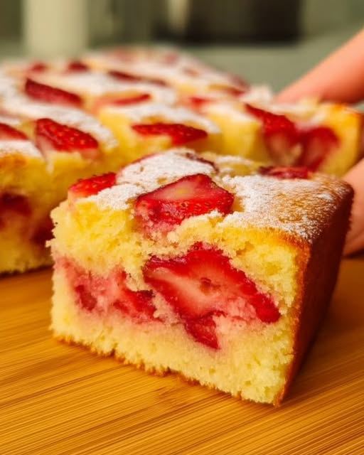 Torta morbida con fragole fresche