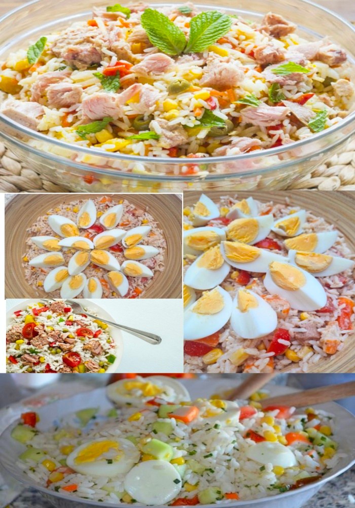 Insalata di riso con tonno e uova sode