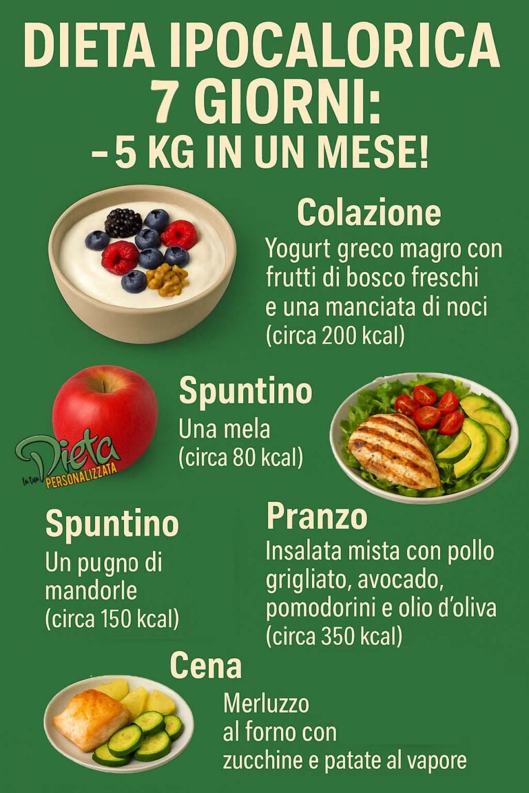 Dieta ipocalorica: esempio menù settimanale che ti fa dimagrire subito 10 chili
