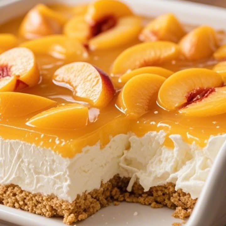 🍑 Dolce Freddo alla Pesca con Base Croccante e Crema Soffice