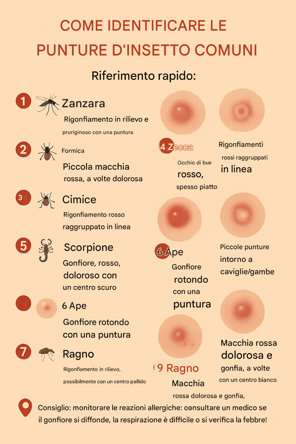 Come identificare le punture di insetto più comuni