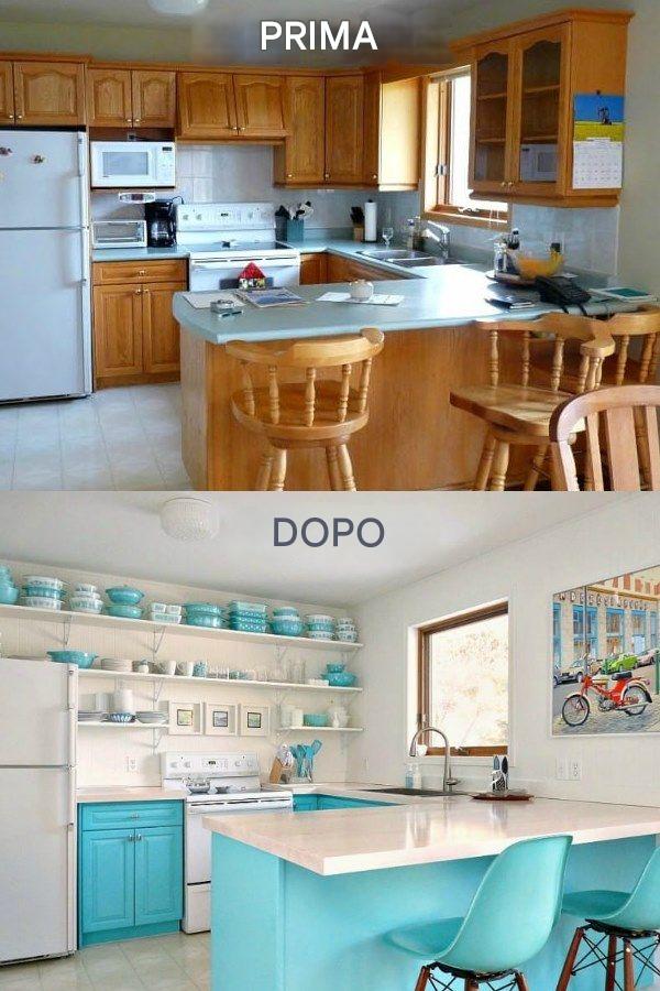 Una donna usa pirofile Pyrex turchesi degli anni '50 per trasformare la sua noiosa cucina