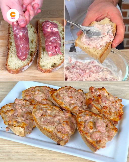 Crostini salsiccia e stracchino