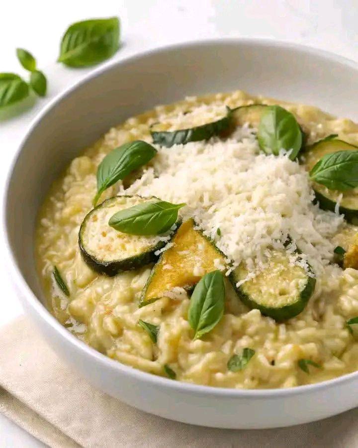 Risotto Cremoso alle Zucchine con Basilico e Parmigiano
