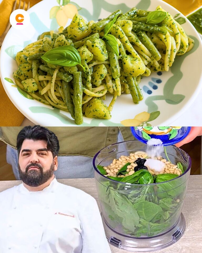 Linguine con pesto di basilico, patate e fagiolini: la ricetta di chef Cannavacciuolo