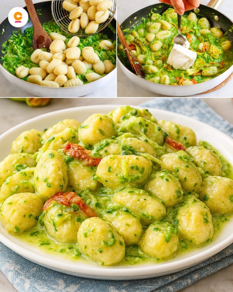 Gnocchi con zucchine, fiori di zucca e robiola
