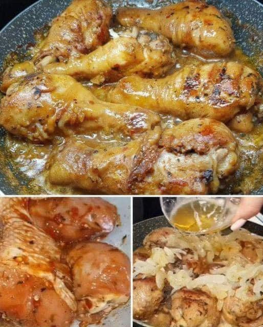 Ecco una ricetta semplice e gustosa per preparare delle Cosce di Pollo in Padella con Cipolle e Birra!