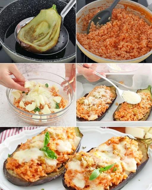 Melanzane Ripiene di Riso: L’Antipasto Filante e Gustoso che Conquista Tutti