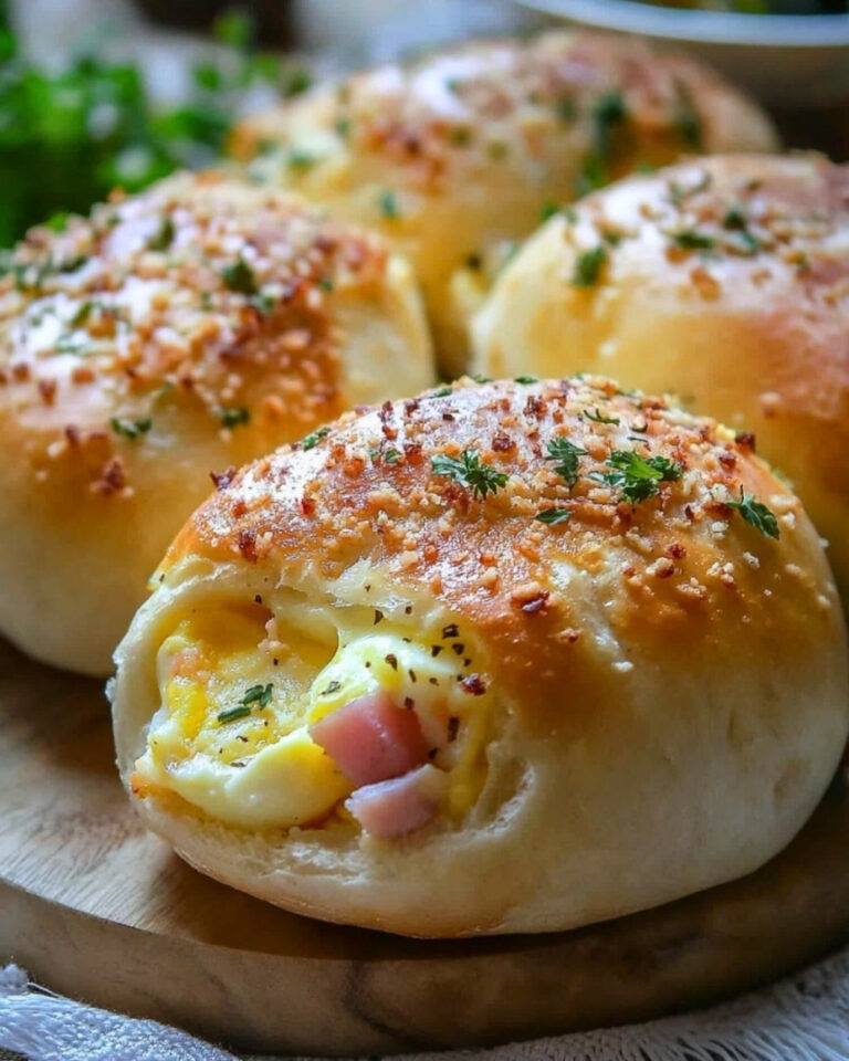 Panini rotondi ripieni di uova, prosciutto e formaggio