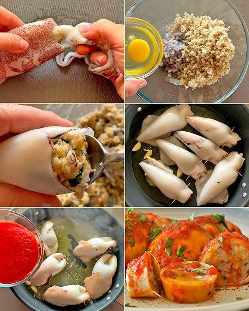 Farcisci i calamari in questo modo e cuocili nel sugo Saranno incredibilmente teneri e saporiti: