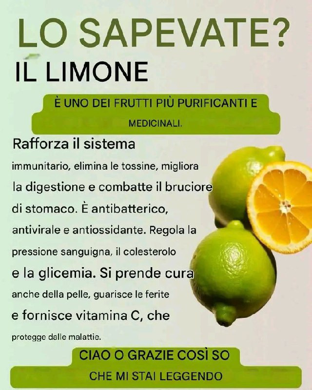 SABIAS QUE ? Il limone è uno dei frutti più depurativi e medicinali