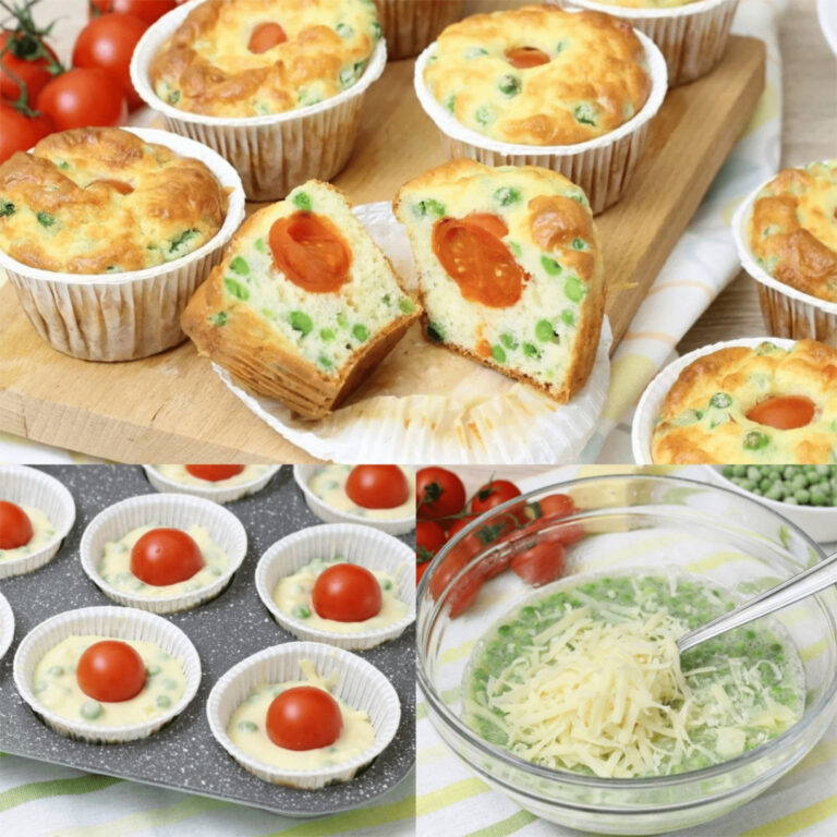 Muffin salati con piselli e pomodorini