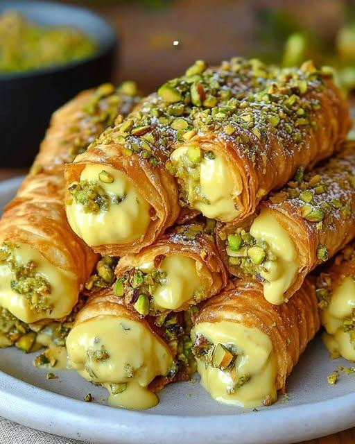Cannoli al pistacchio (tortilla envoltura) in freidora de aire