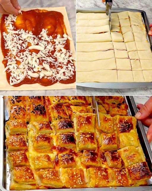 Quadrati di pasta sfoglia: perfetti per un antipasto facile e veloce