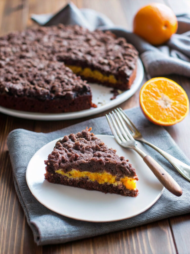 Crumble Cake all’Arancia con Cuore Morbido al Cioccolato Fondente