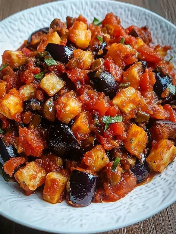 La Caponata Siciliana: un’esplosione di sapori e profumi mediterranei! Questo piatto tradizionale ti farà viaggiare in Sicilia ad ogni morso!