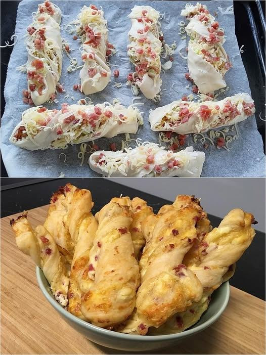 Bastoncini di pasta sfoglia prosciutto e formaggio – snack sostanziosi per la serata in TV o per il buffet  Alla ricetta
