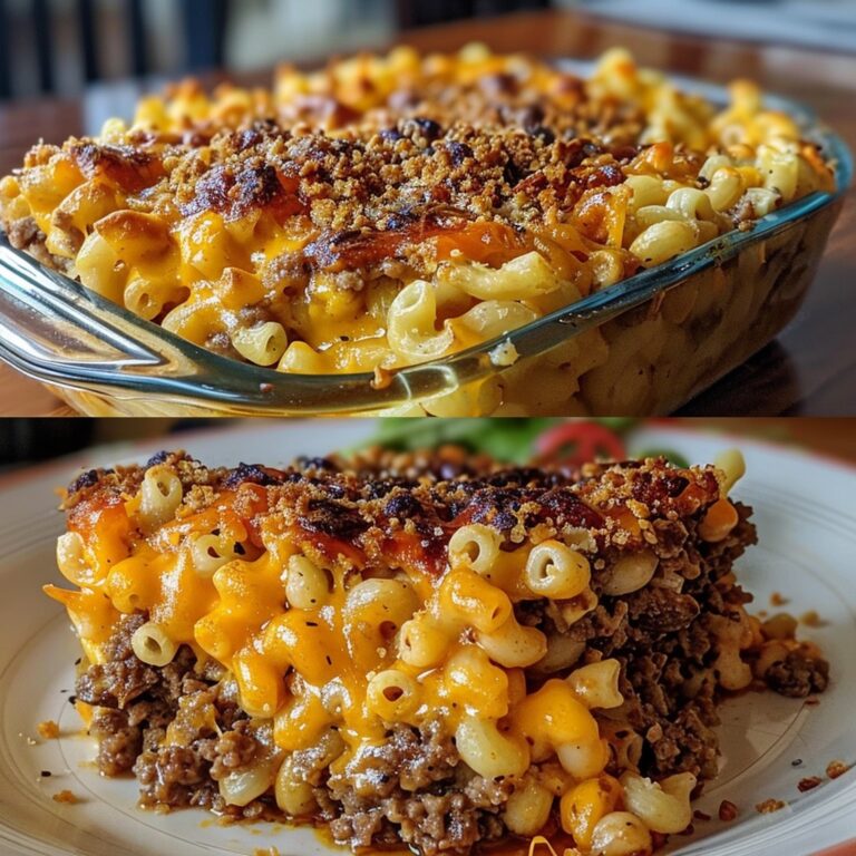 Casseruola di polpettone con maccheroni e formaggio