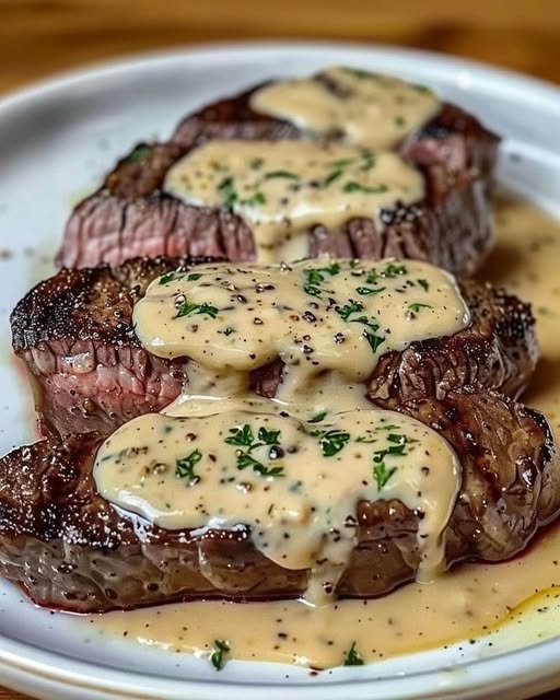 Bistecca succosa con salsa cremosa all'aglio