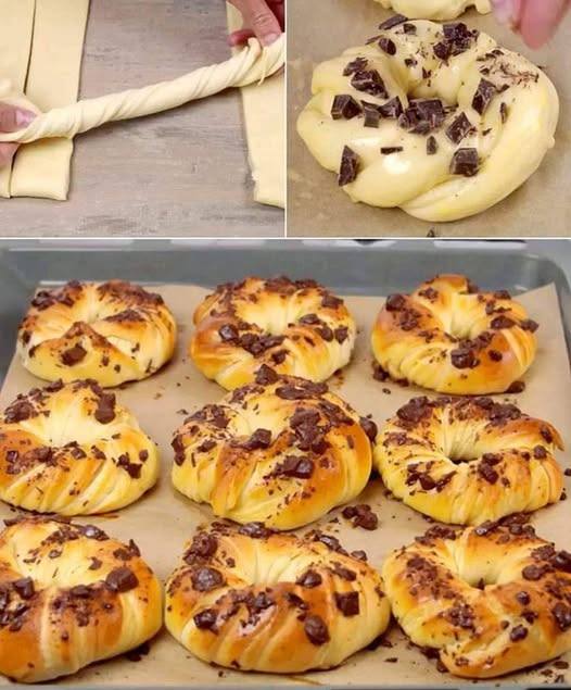 Fantastiche ciambelle con brioche al cioccolato, hmm adoro queste cose!
