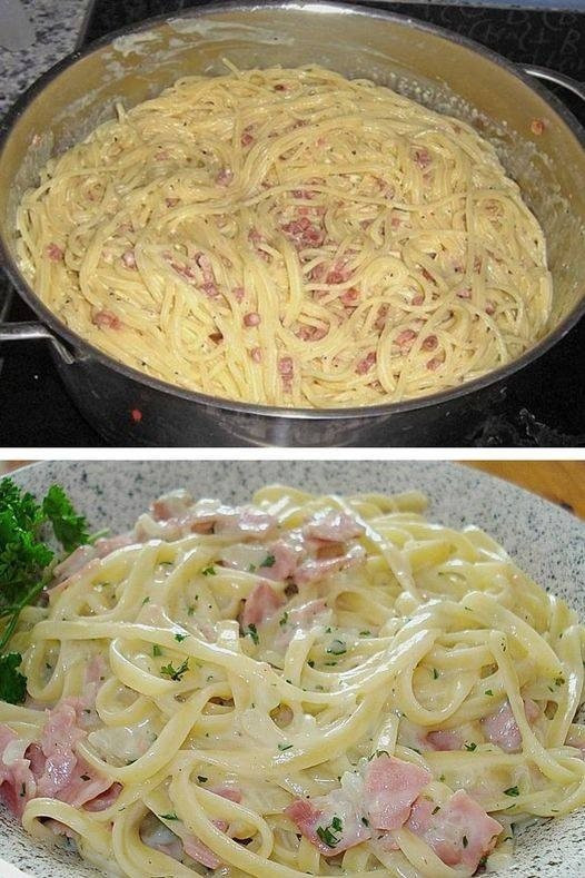 Spaghetti alla carbonara di salmone