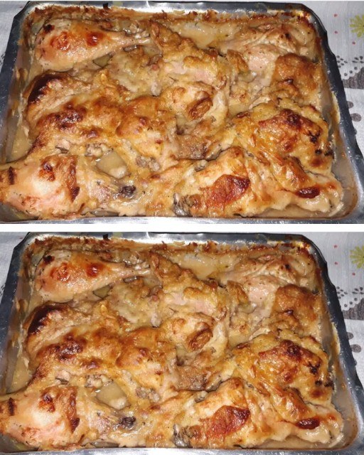 Pollo al forno con maionese e crema di cipolle