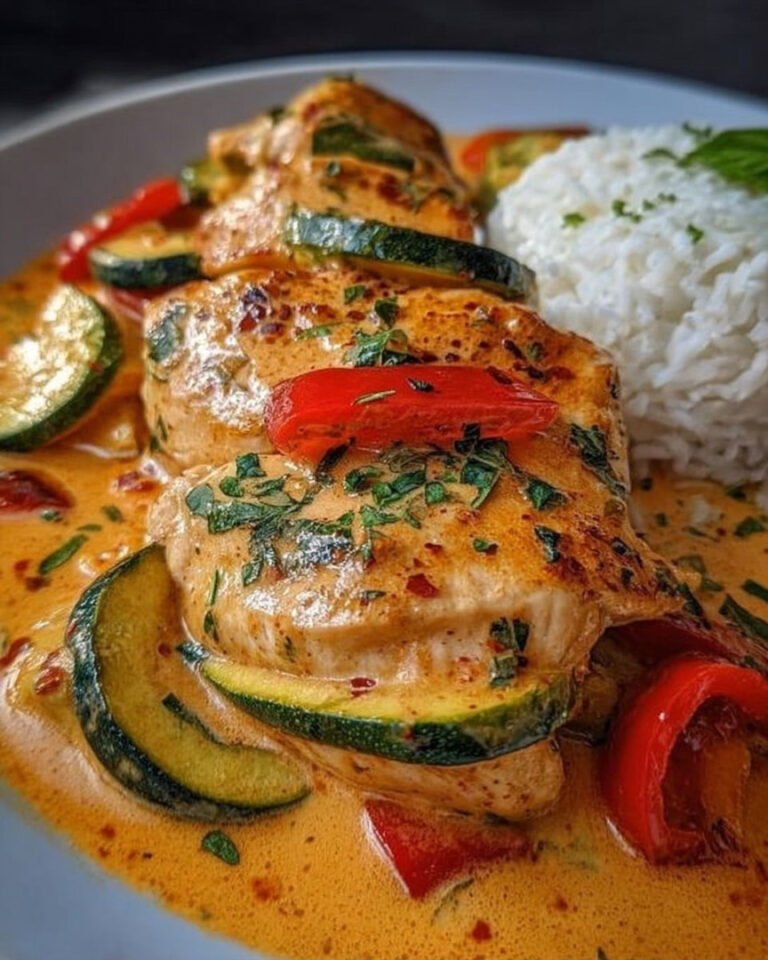 Pollo in salsa cremosa di zucchine e peperoni