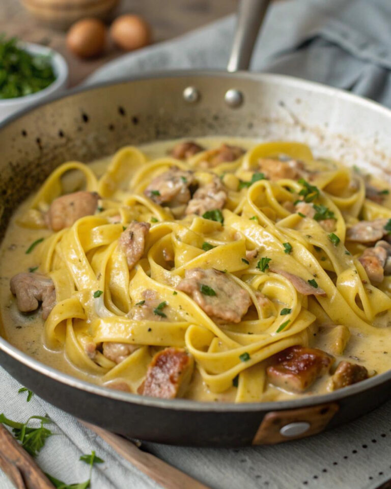 Fettuccine cremose ai porcini e salsiccia: un abbraccio di sapori rustici