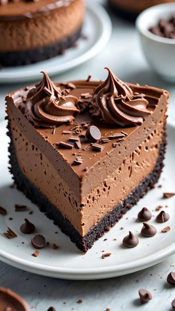Tarta de queso de triple chocolate, sin horno:
