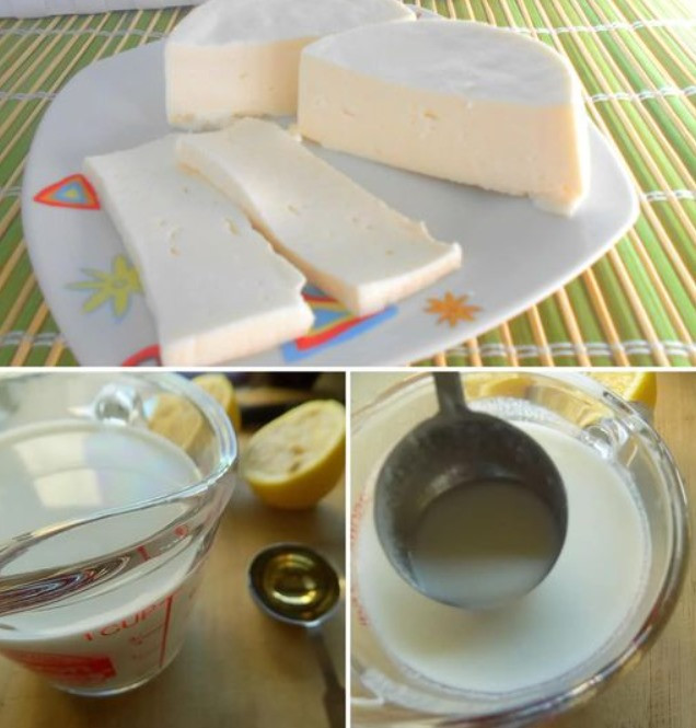 Formaggio fatto in casa con 1 litro di latte, mezzo limone e 1 yogurt