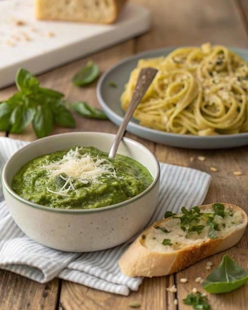 Frulla zucchine, basilico, mandorle, parmigiano e aglio!