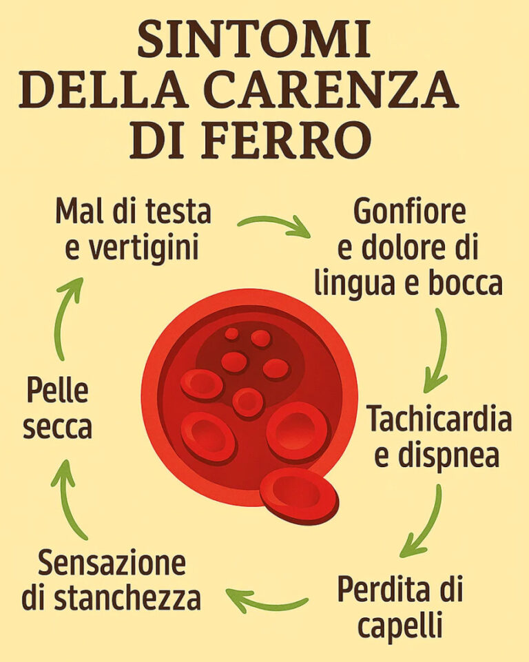 Sintomi principali della carenza di ferro: