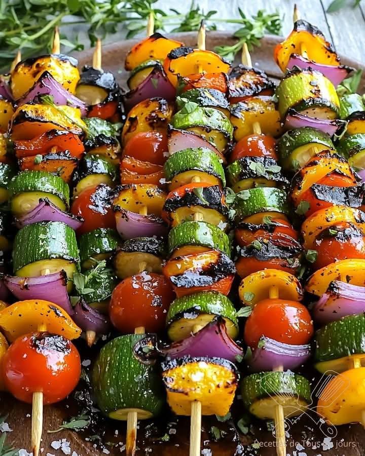 🌿 Spiedini di verdure grigliate: un festival di sapori sul barbecue! 🔥🥒🌶