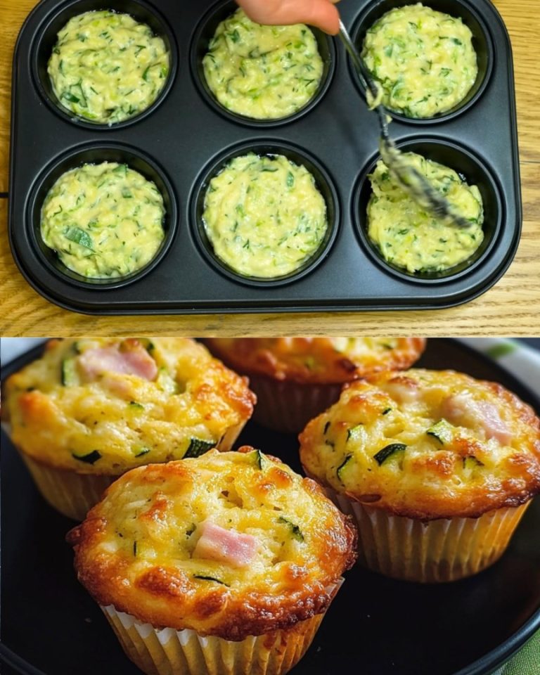 Muffin di Zucchine al Formaggio con Guarnizioni di Prosciutto