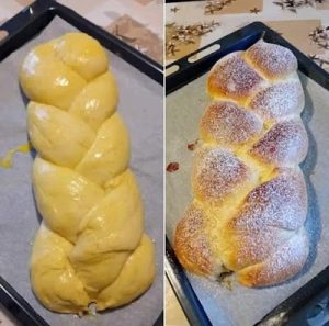 Treccia di panbrioches appena appena sfornata