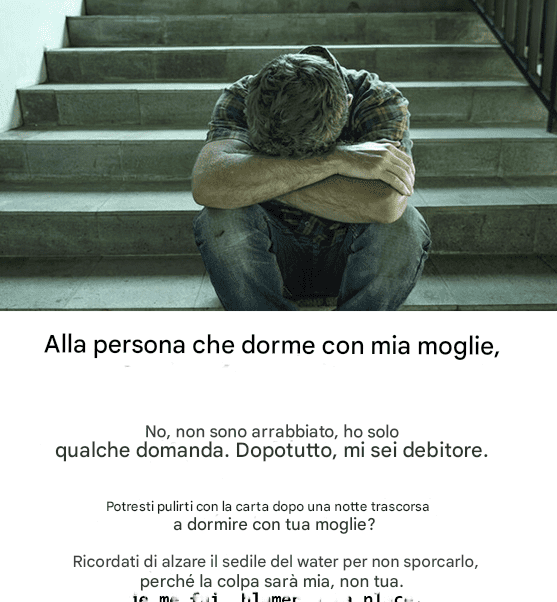 Un uomo scrive una lettera all'amante della moglie.