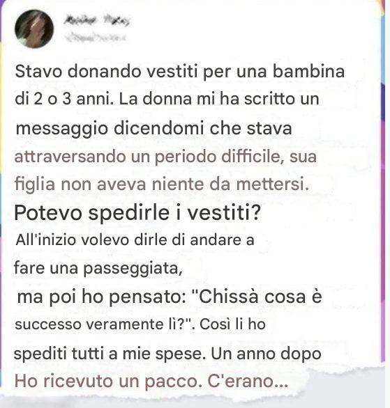 Un pacco di vestiti è stato spedito... ed è arrivato dopo un anno