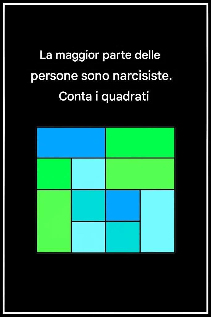 La maggior parte delle persone sono narcisiste, conta i quadrati