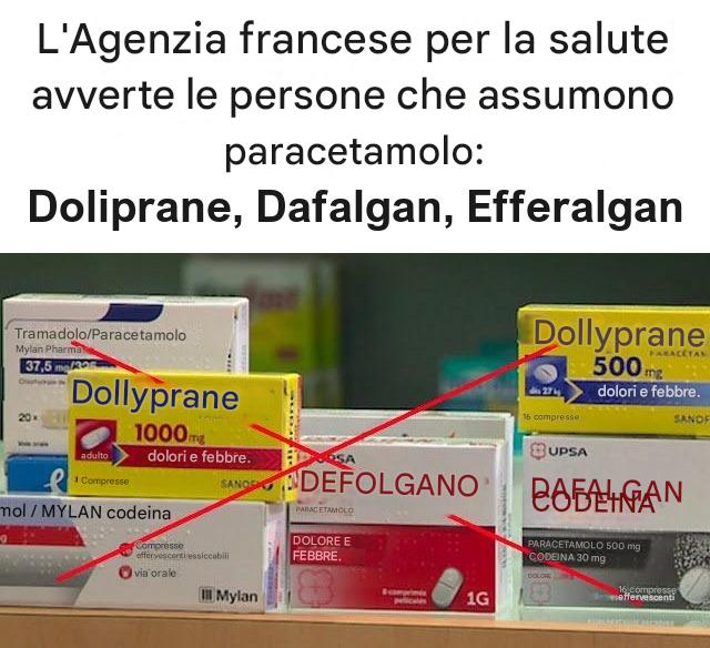 L’Agenzia francese per la salute mette in guardia le persone che usano il paracetamolo: Doliprane, Dafalgan, Efferalgan